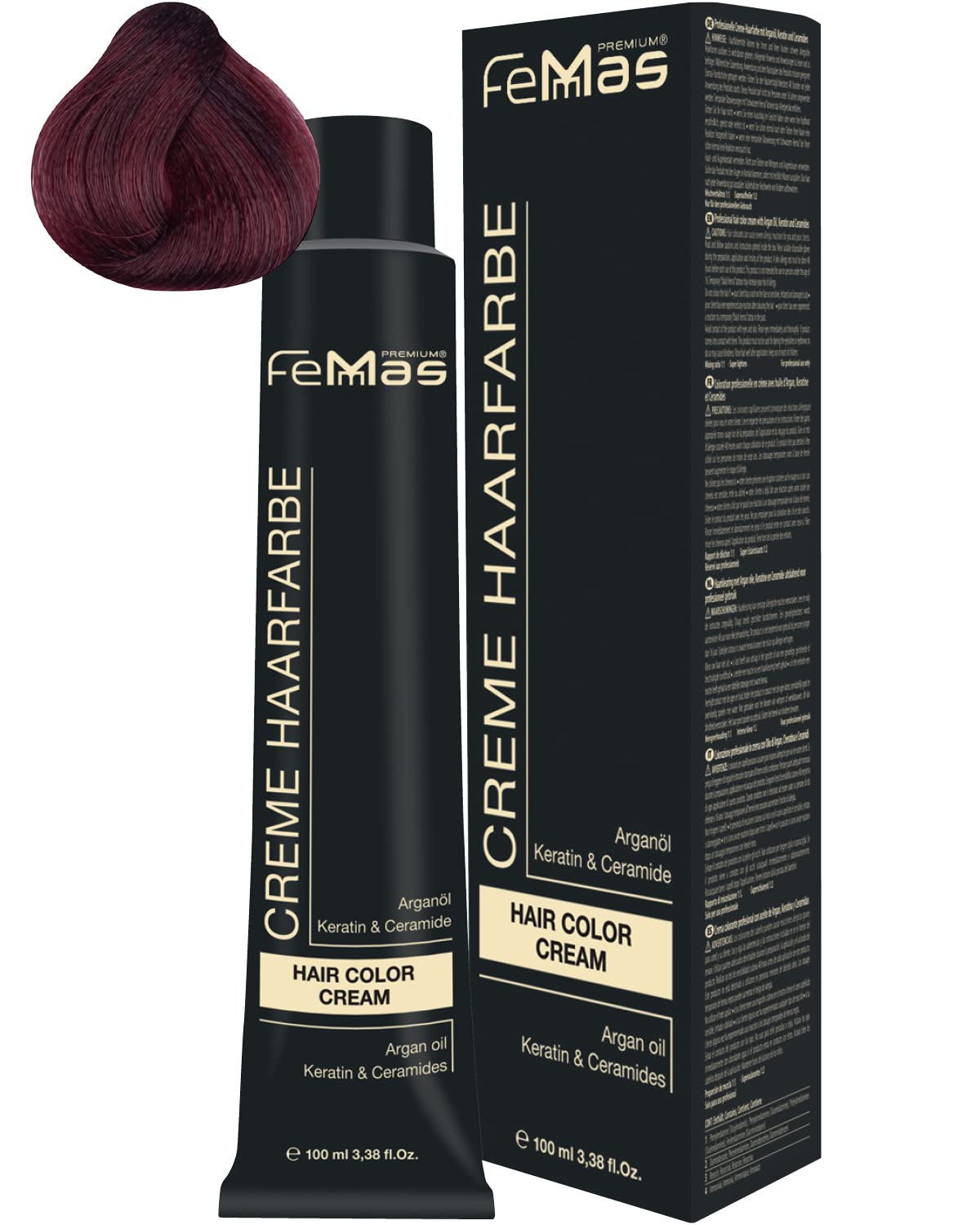 Femmas Hair Colour Cream 100 ml Hair Colour (Light Brown Mahogany Red 5.56), 5.56 ‎light