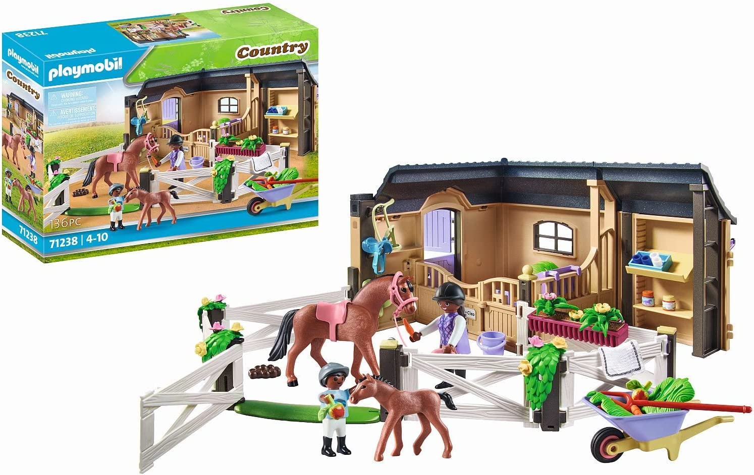Playmobil Country 71238 HORSE RIDING HUTH WITH SMALL Extension and Run Horse with Foal for the Riding Yard Toy for Children from 4 years
