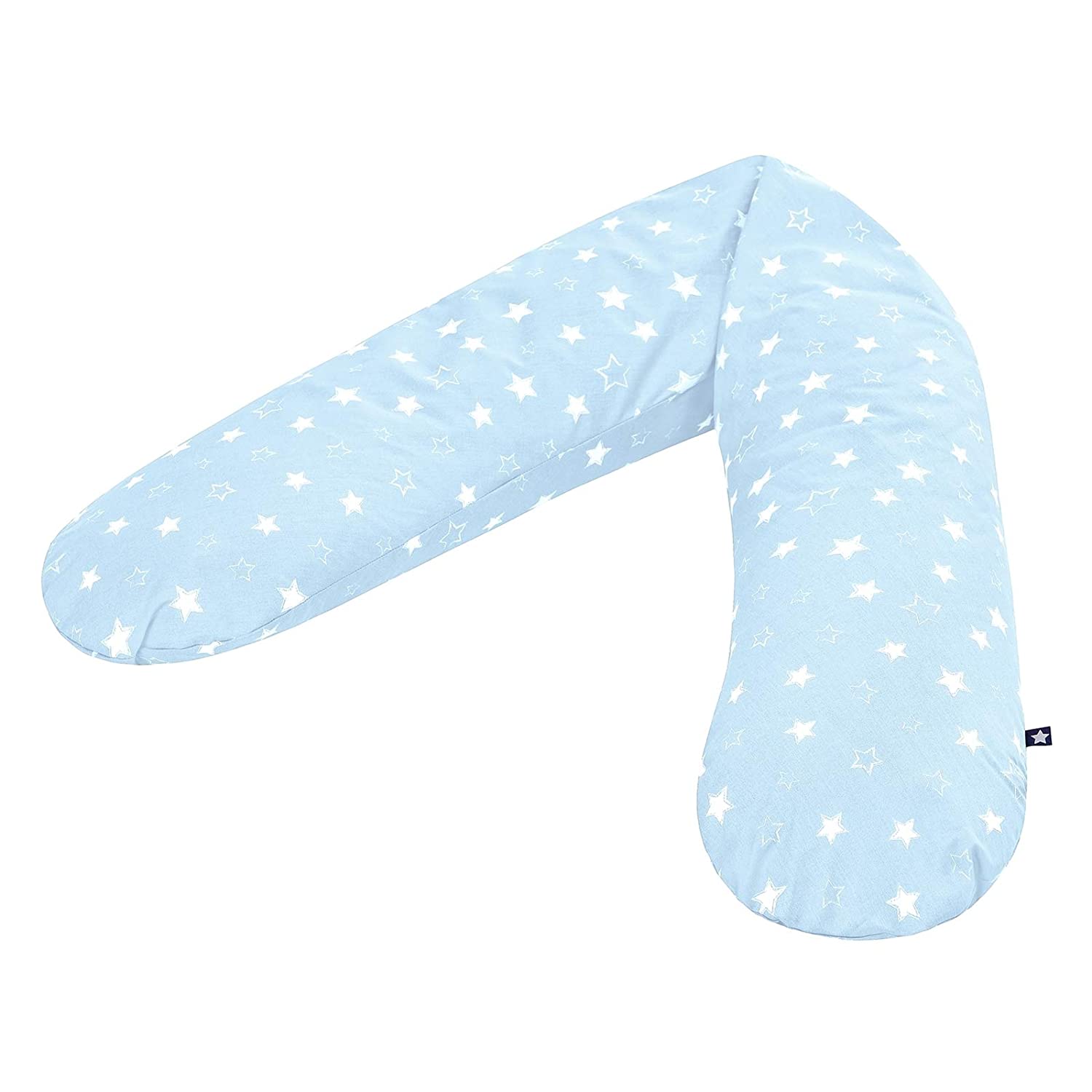Julius Zöllner Nursing Pillow & Positioning Pillow | 190 cm | Includes Cotton Cover | EPS Microbead Filling 42 L | Starry Sky Blue