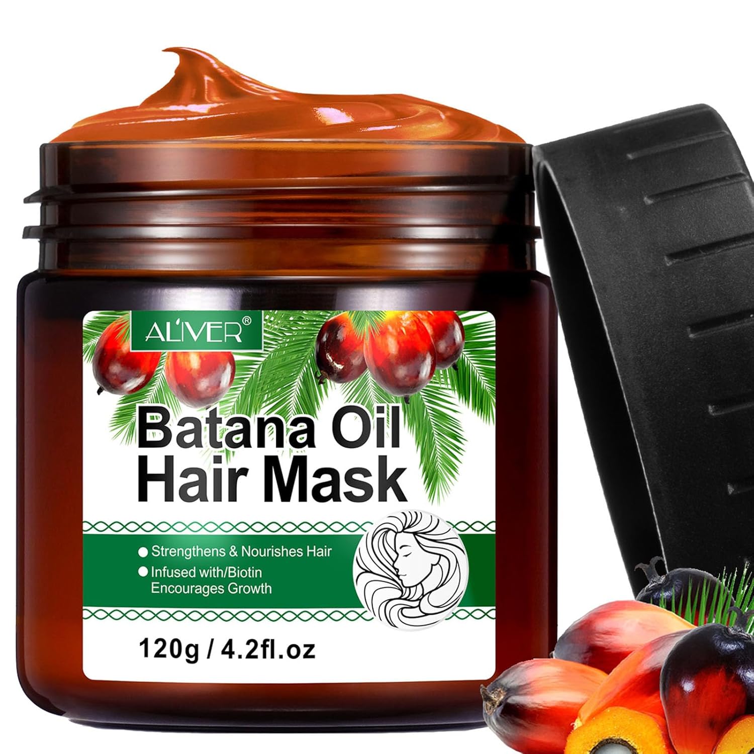 Batana Oil Hair Mask for Hair Growth, 100% Natural Hair Growth Oil, Wild Batana Oil Hair Mask Organic Prevents Hair Loss and Helps with Frizz, Split Ends, Texture & Shine for Men & Women - 120 g