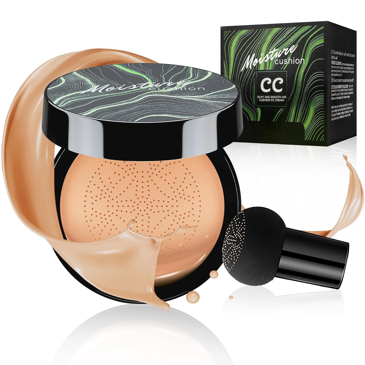 Mushroom Head Air Cushion CC Cream, Mushroom Head Air Cushion CC Cream, BB Cream Moisturizing and Brightening Cushion Foundation Concealer Make Up Beauty Cream (03#Medium, 15g)