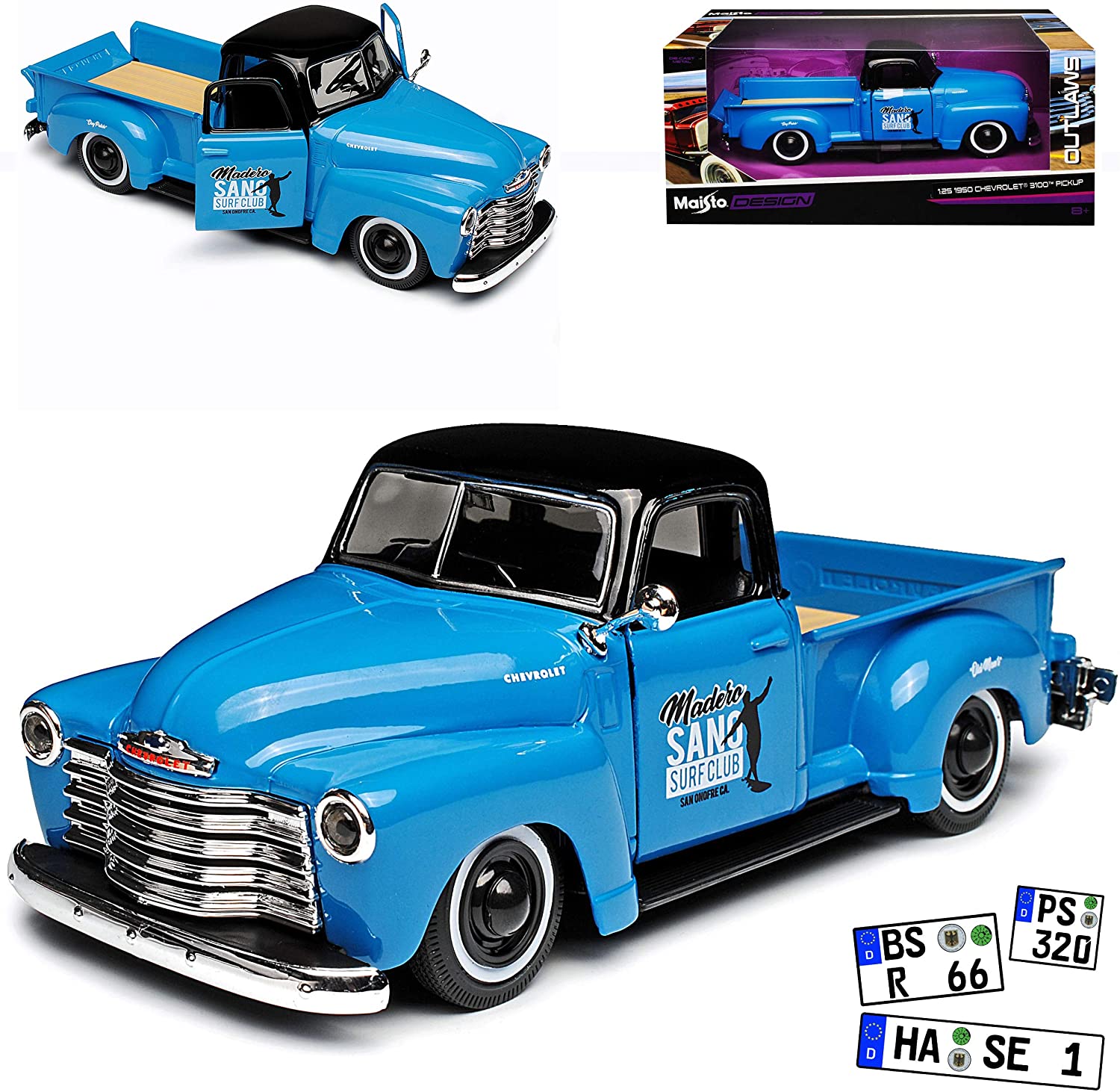 MAlSTO Chevrolet 3100 Pick-Up Blue Tuning 1/25 1/24 Maisto Model Car With Or Witho