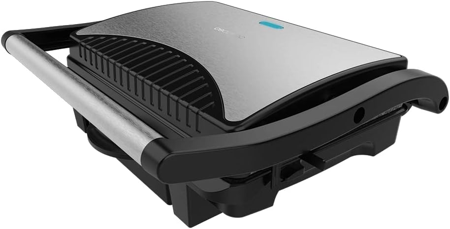 Cecotec Rock\'nGrill Dark 1000 Electric Grill, 1000W, Stone Coating, Grease Tray, Floating Surface, 10" x 7", PTFE Free, PFOA