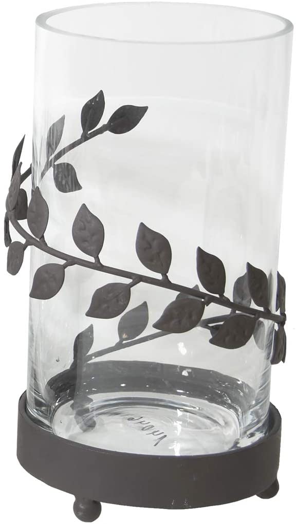 Varia Living Fleur Metal Lantern in Black with Glass | Lantern Glass for Decoration Ideas at Christmas, Easter, Birthday Party | Tea Light Holder in Modern Vintage Shabby Look
