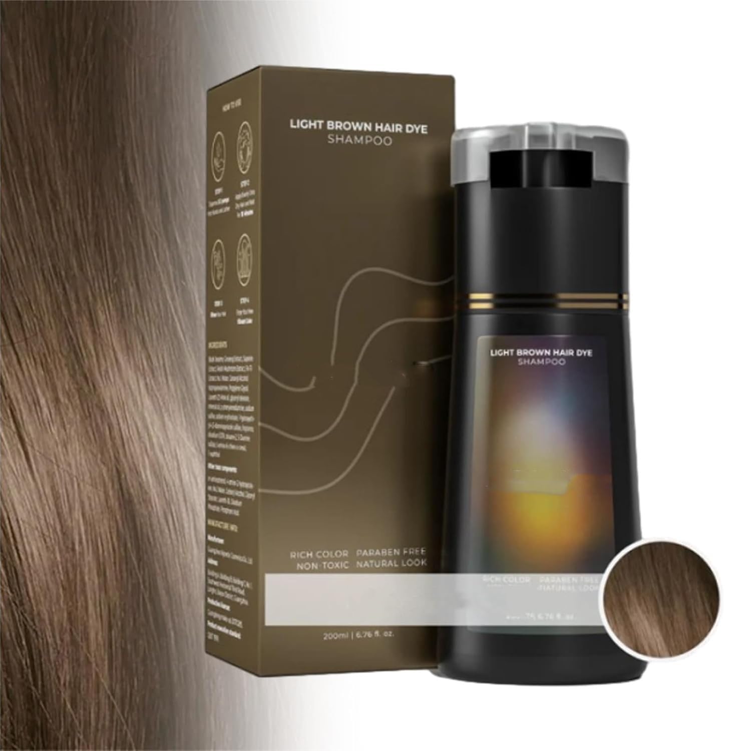 Polar Hair Dye, Hair Care Instant Dye Shampoo, Hair Care Shampoo, Natural Hair Color Shampoo, Black Hair Dye Shampoo for All Hair Types (Light Brown)