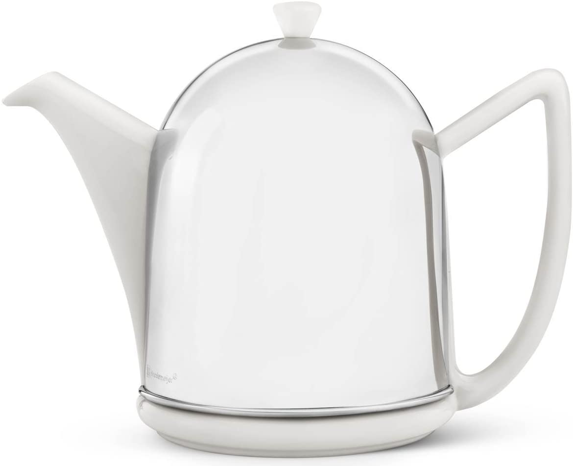 Bredemeijer 1.5 L Ceramics/ Stainless Steel Teapot Manto, White