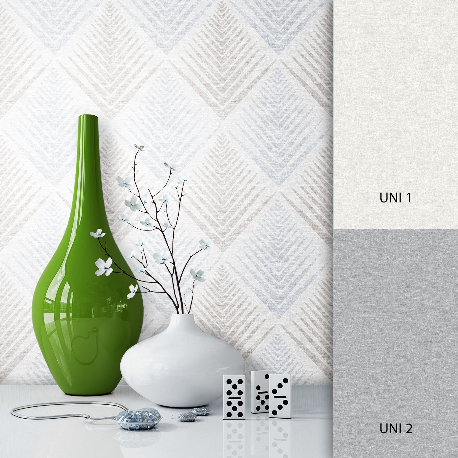 Newroom, Blue Geometric Lines Graphics Non-Woven Wallpaper Cream Non-Woven 