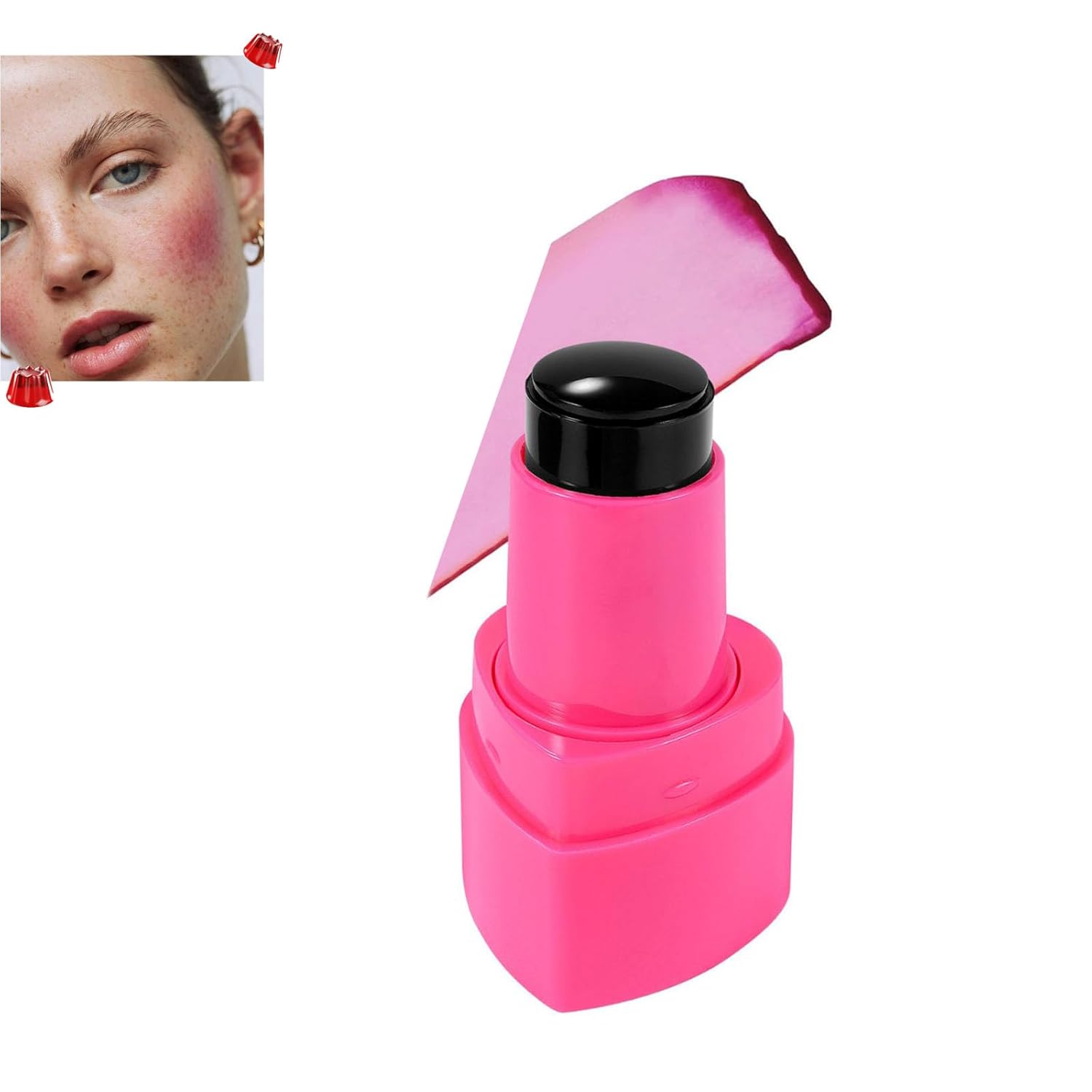 Jelly Tint, Blush Stick, Jelly Blush Stick Peach Pink Blush Stick Cream, Creamy Blush Face Mat, Waterproof, Natural, Healthy Cheek Blush, Bare Cheeks Coloring Watercolor Finish (B, 9G)