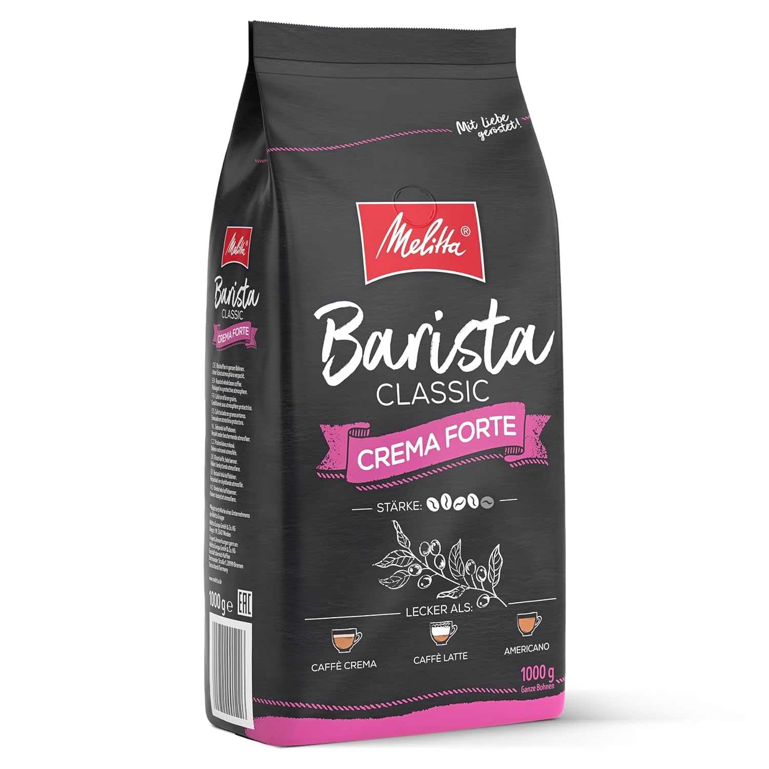 Melitta Barista Classic Crema Forte, Whole Coffee Beans 1 kg, Unground, Coffee Beans for Fully Automatic Coffee Machine, Strong Roast, Strength 4