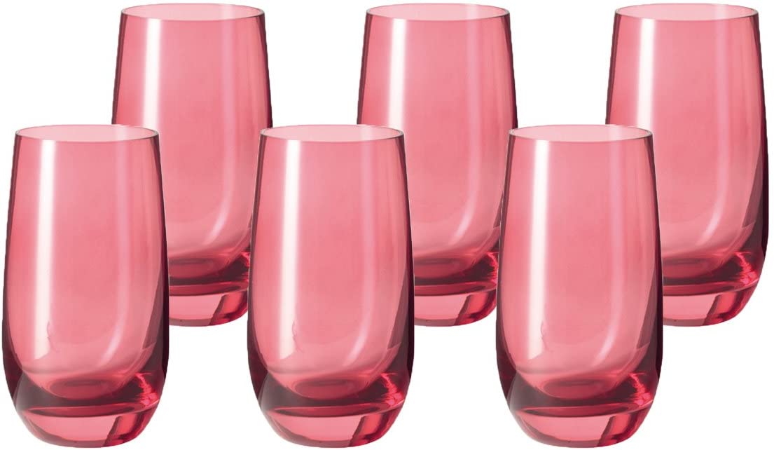 LEONARDO HOME Leonardo 014897 Set of 6 Glasses Large Sora, Dishwasher-Safe, rubino Red