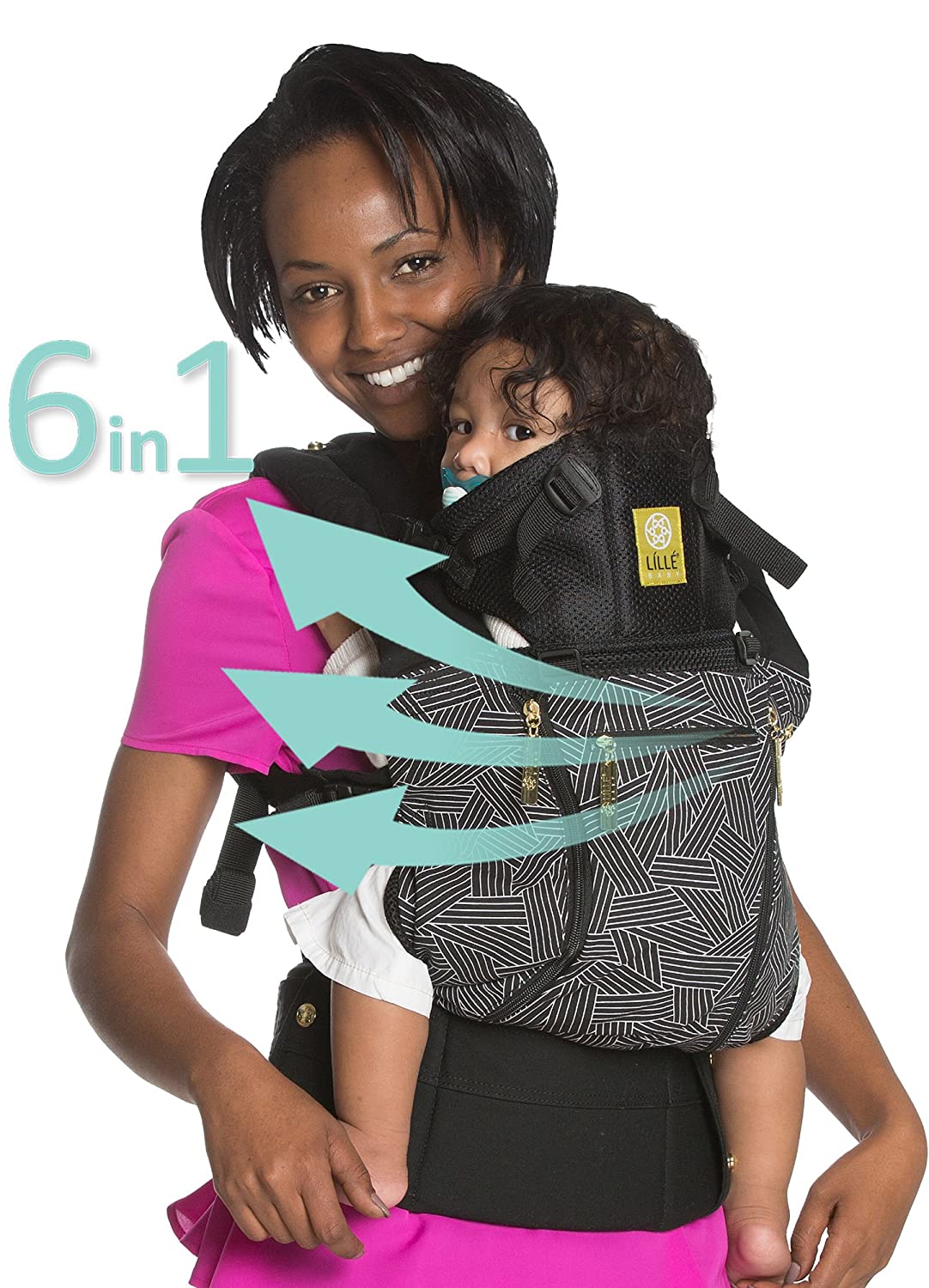Lillebaby Six Positions, 360° Ergonomic Baby & Child Carrier for All Seasons (Black with 5th Ave)