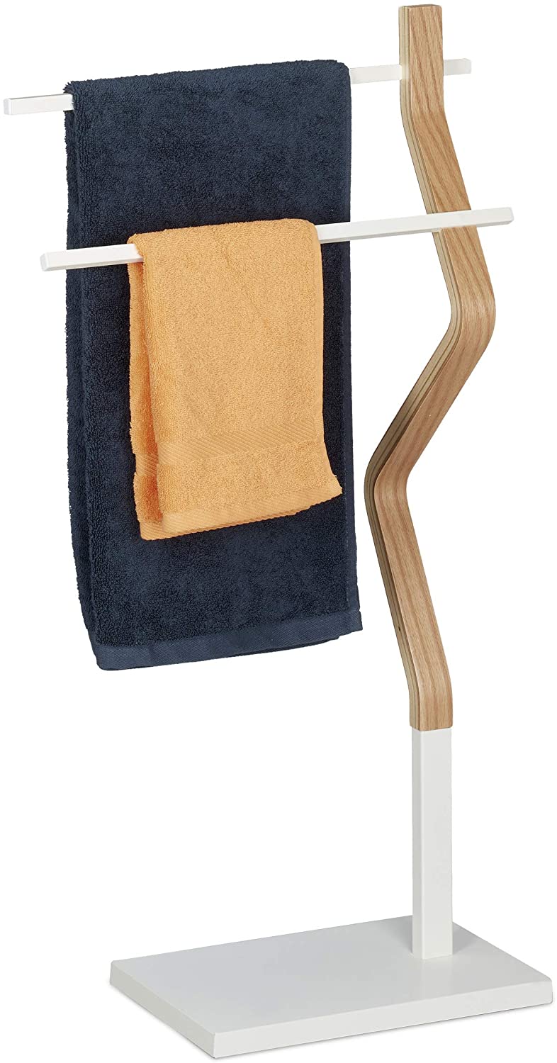 Relaxdays Handtuchhalter Stehend, Handtuchständer Mit 2 Stangen, Für Hand- 