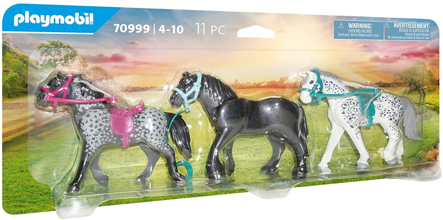 Playmobil 3 horses: Friesian, gnabstrupper and Andalusian