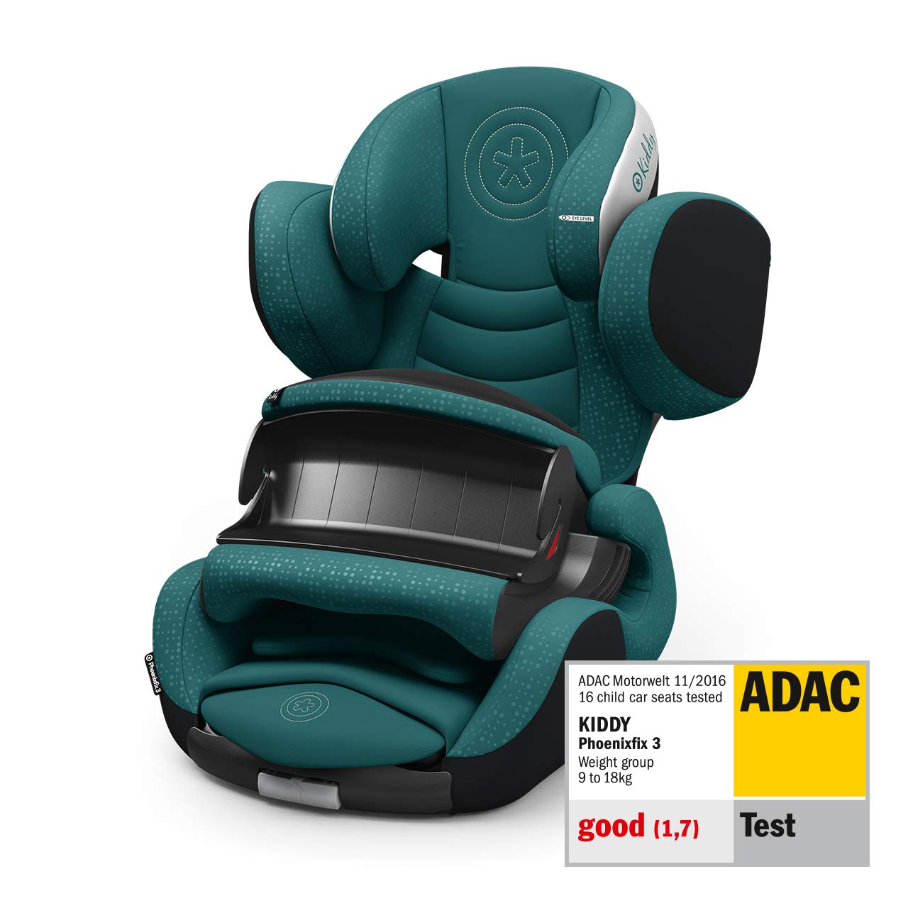 Kiddy Phonenixfix 3 Car Seat Group 1 (approx. 9 years to 4 years) (approx. 9 kg - 18 kg) with Isofix 2019 Collection Deap Sea Green