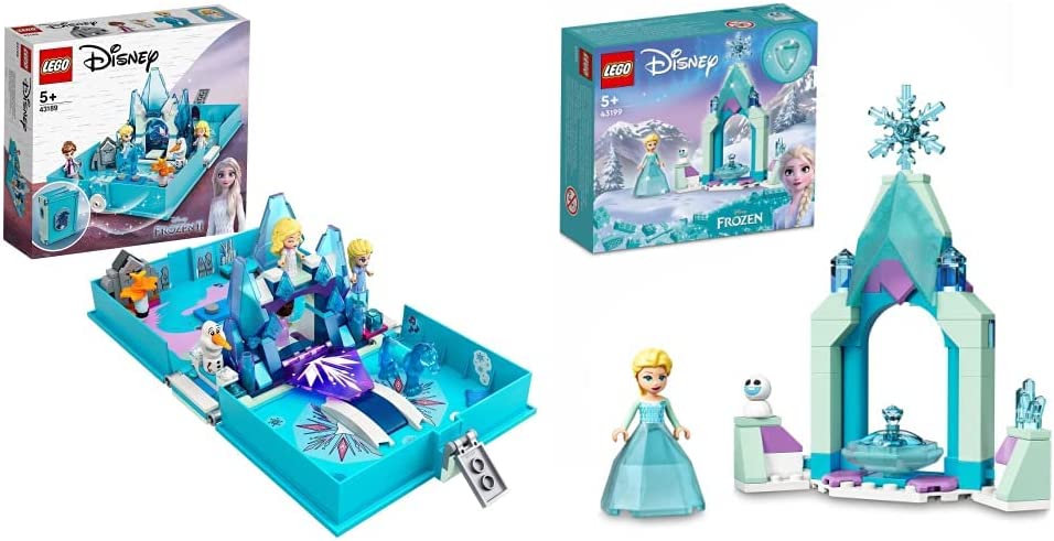 LEGO 43189 Disney Frozen 2 Elsa\'s Fairytale Book, from 5 Years & 43199 Disney Elsa\'s Castle Yard, Princess Toy to Build from Frozen 2 with ELSA Mini Doll, Diamond Dress Collection