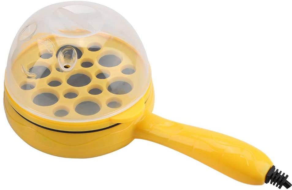 Zerodis 350W 220V Mini Egg Cooker Electric Automatic Shut-Off Stainless Steel Multifunctional Frying Pan Egg Steamer Hard Boiled Poached Pot Home Cooking Tool Breakfast Machine (Yellow)