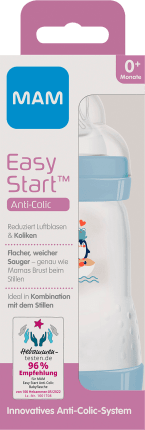 MAM Baby bottle Easy Start Anti-Colic, blue, from birth, 260 ml, 1 pc