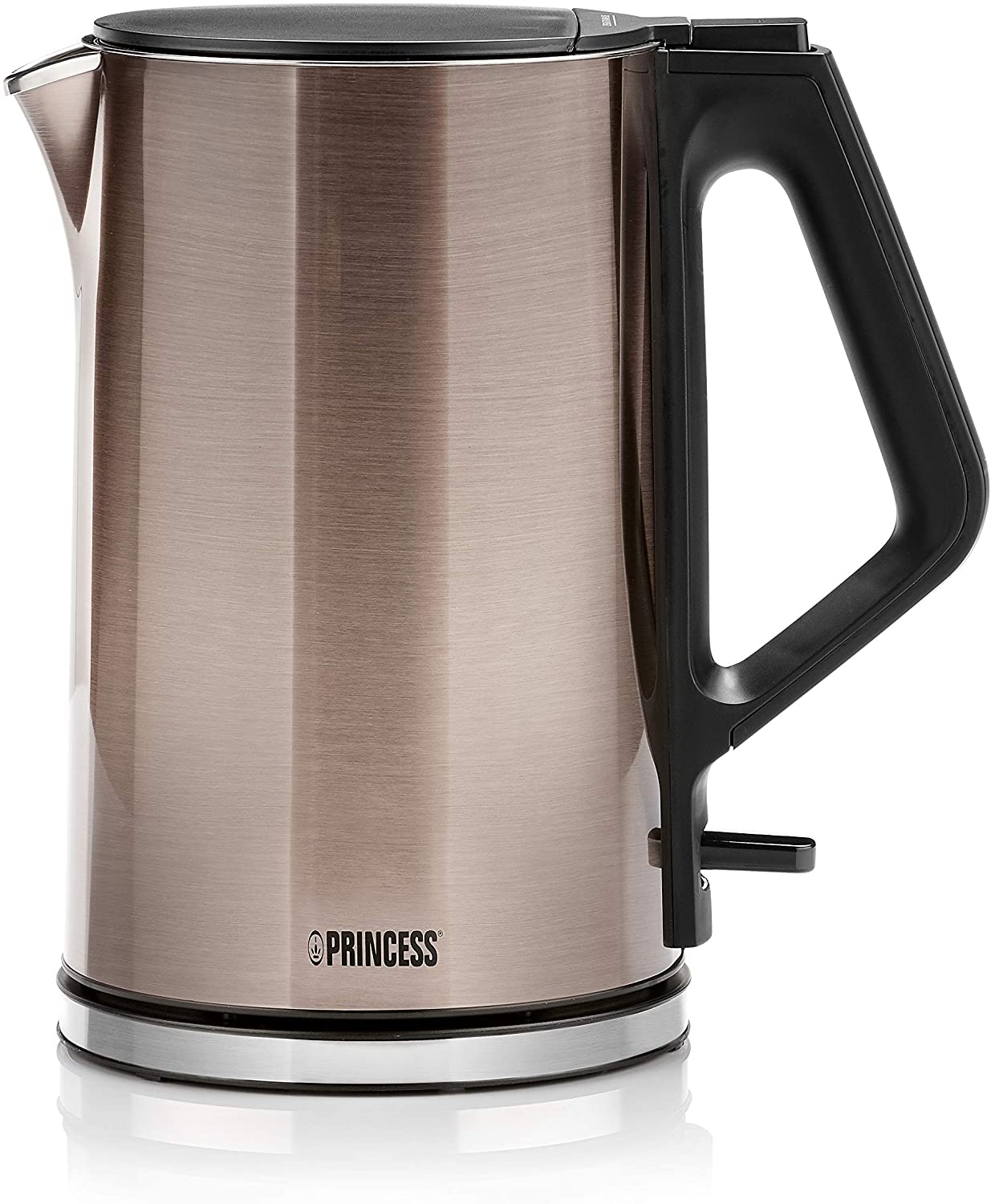 Princess Design kettle [1.5 L] - with double-walled stainless steel housing for safe touch - 360° rotatable with water level indicator, 236024