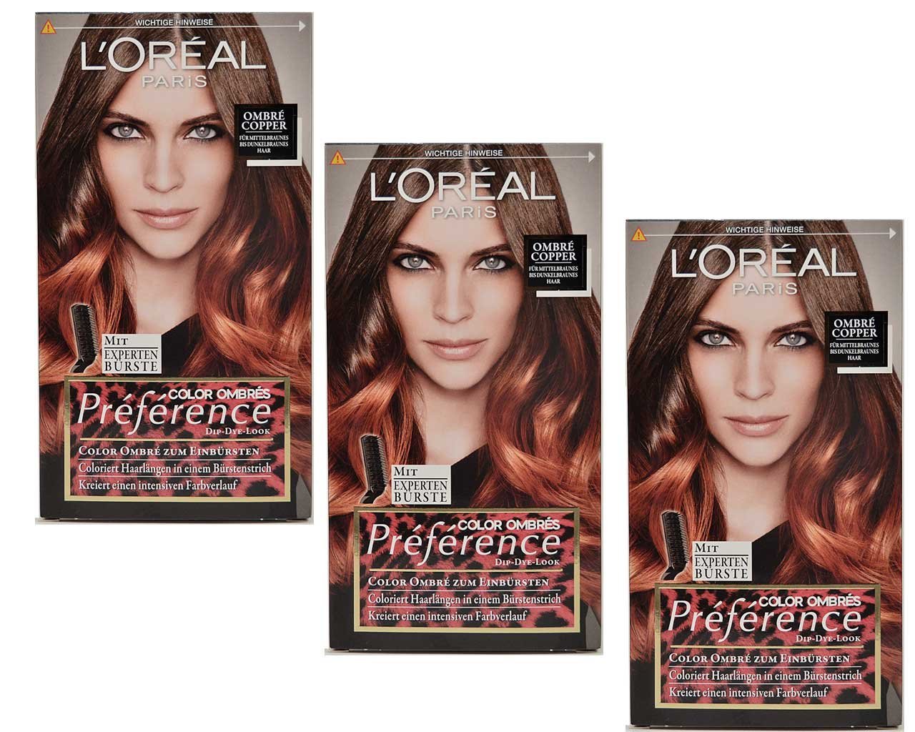 l'oréal paris 3x Loreal Preference Ombre Colored Hair Lenggths, 174ml, ‎dunkelbraun