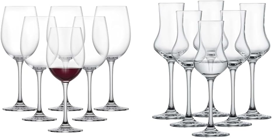 Schott Zwiesel Classico Red Wine Glass, Classic Crystal Glasses for Red Wine or Water, Dishwasher Safe Tritan Wine Glasses & Digestifset Classico (Set of 6), Classic Stemed Shot Glasses