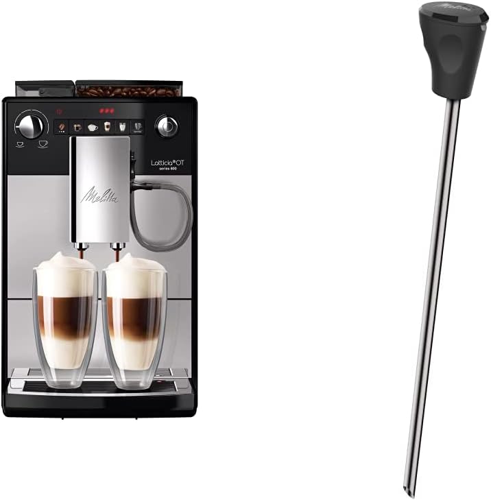 Melitta Latticia OT F300-101 Fully Automatic Coffee Machine with Latteperfection Milk System, 1.5 L, Silver, Silver/Black and Milk Lance for Fully Automatic Coffee Machines, Stainless Steel, Black,