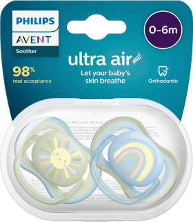 Schnuller Ultra Air silicone, blue/green, 0-6 months, 2 hours