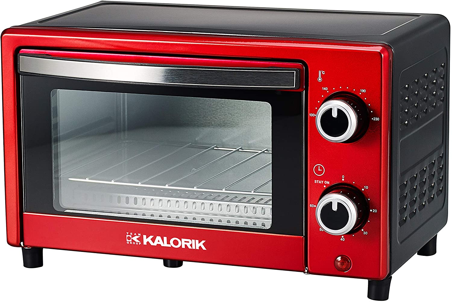 Team Kalorik TKG OT 2025 BU 9 Litre Mini Oven with Baking Tray, Grill Grate and Crumb Drawer (0-230°C), 900, 9 Litres, Metallic Blue