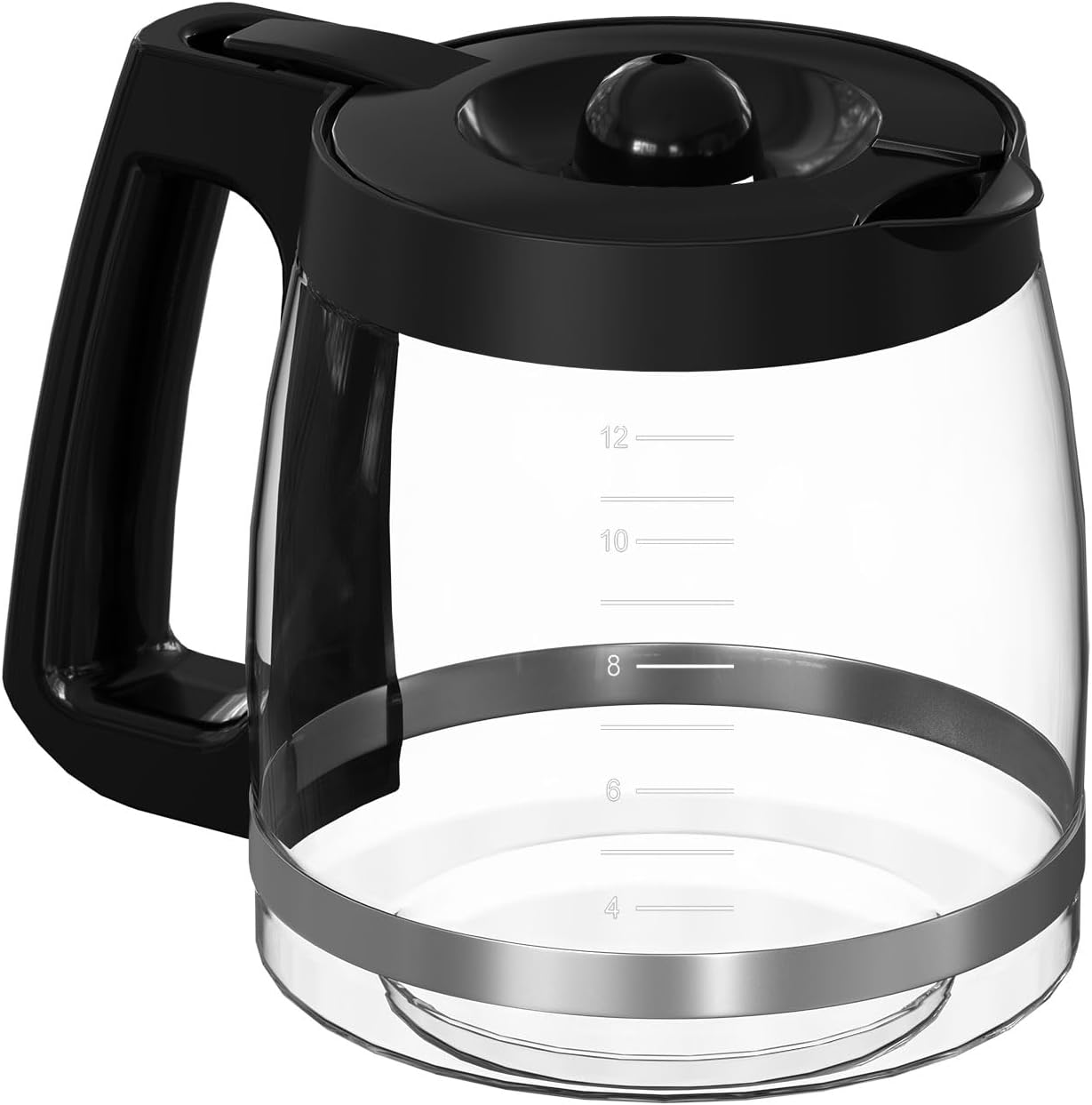 12 Cups Coffee Machine Glass Carafe Replacement Compatible with Hamilton Beach Coffee Machine Models 46310, 49976, 49350, 49980R, 49980A, 49980Z, 49983, 49618, 46300, 49966, 1 Pack
