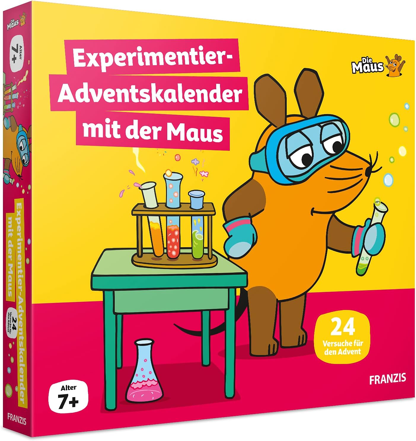 FRANZIS 67185 Experiment Advent Calendar with the Mouse, 24 Attempts for Advent to Discover, Research and Puzzles, for Children from 7 Years