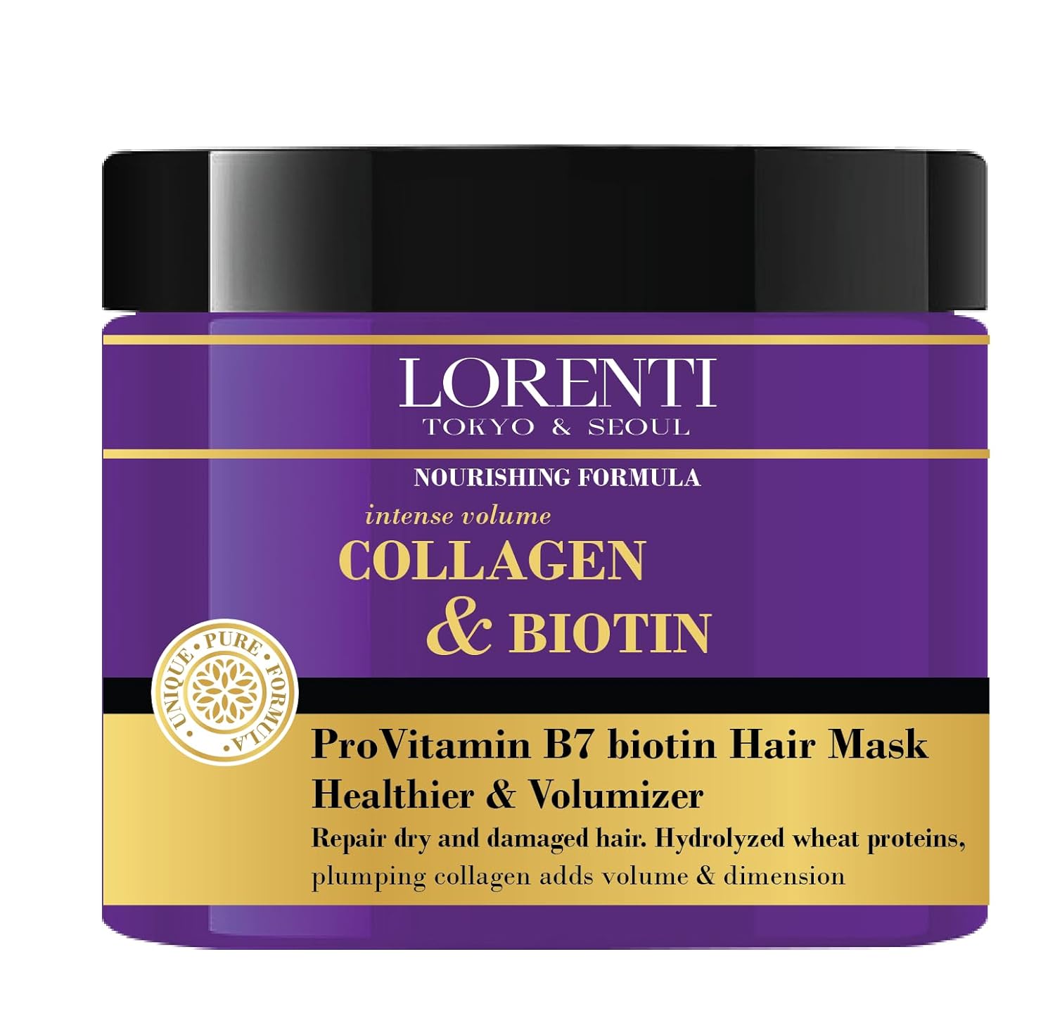 LORENTI TOKYO & SEOUL Hair Mask 500 ml Collagen & Biotin | For Dry, Damaged, Thick and Frizzy Hair | Contains Vitamin B7 and Proteins to Moisturise Hair