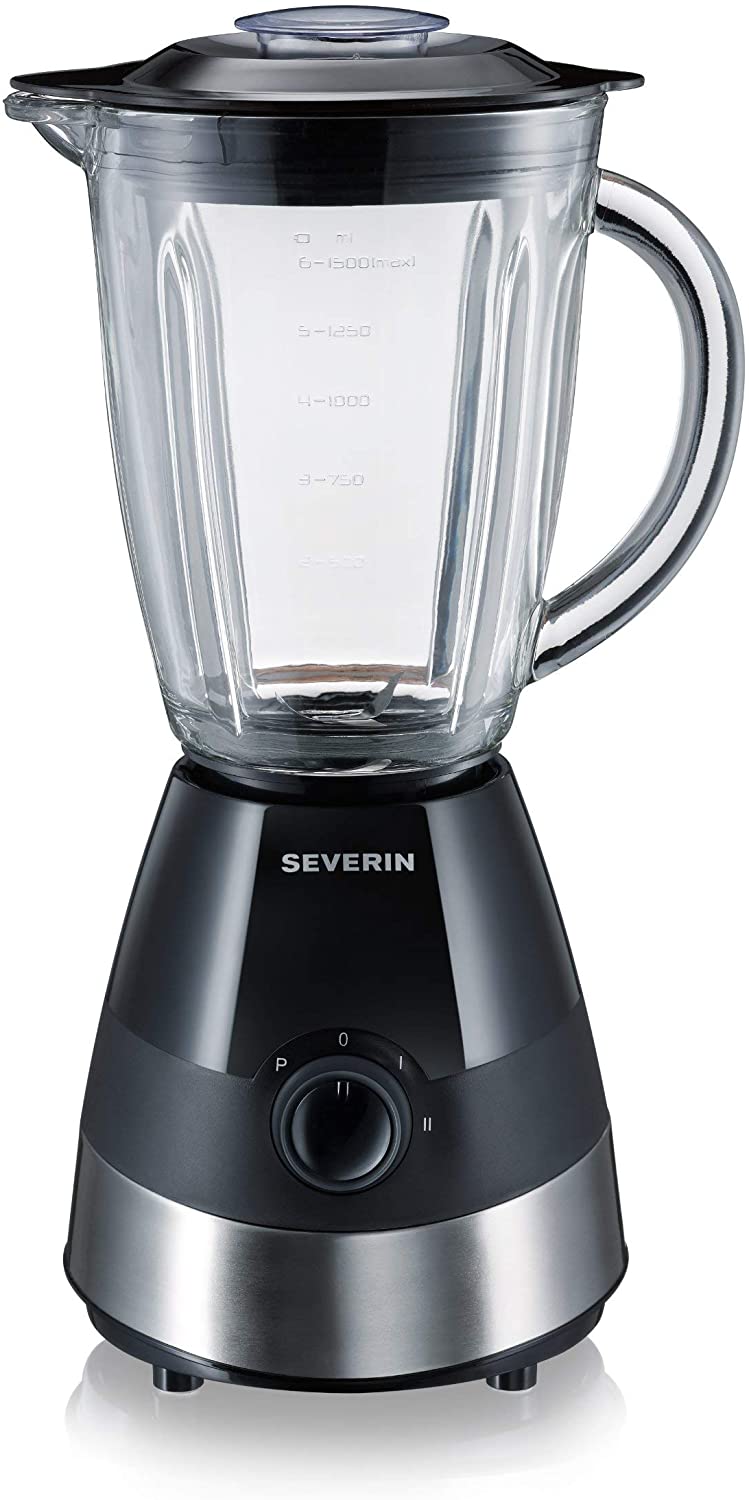 Severin Blender with Glass Mixing Container, 1.5 L, Approx. 550 W, SM 3718, stainless steel/black