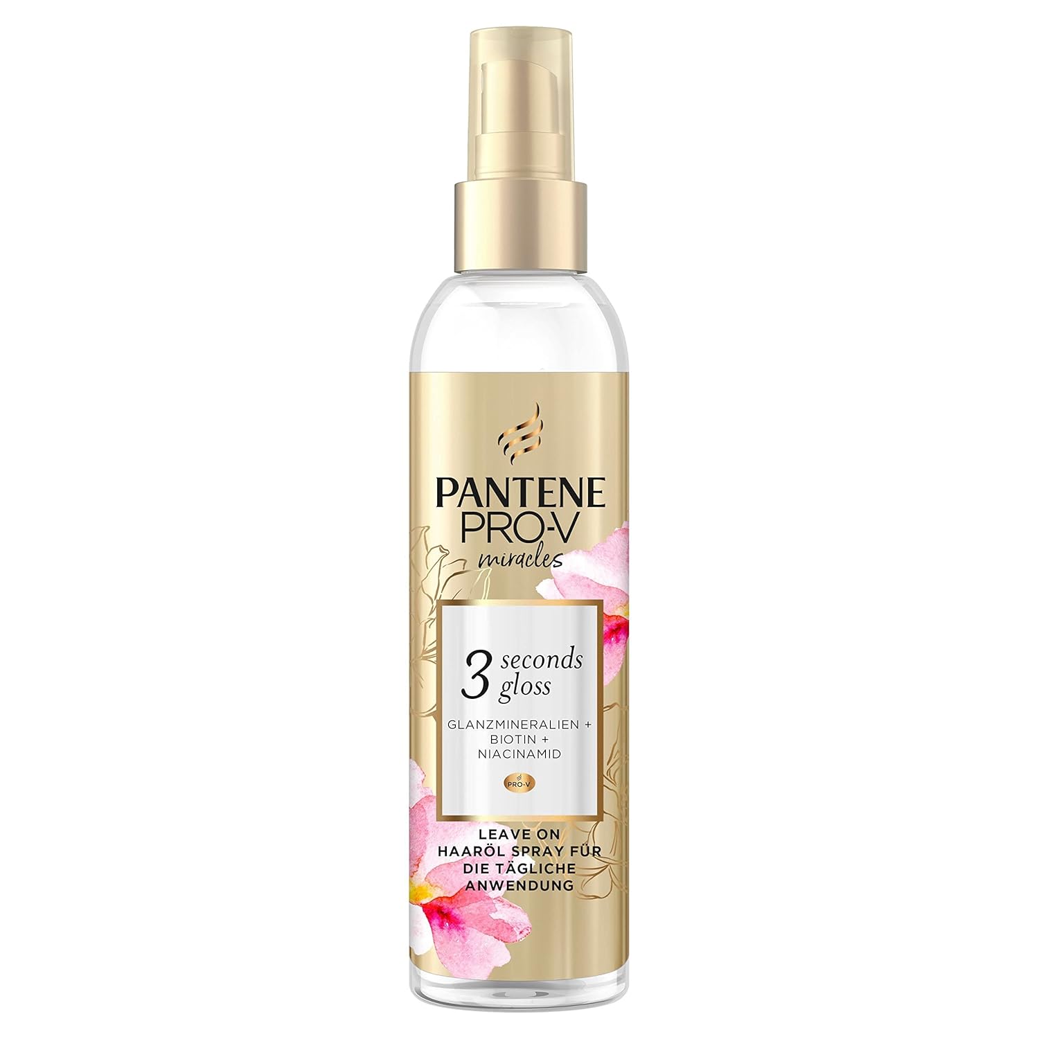 Pantene Pro-V Miracles 3 Seconds Gloss Daily Leave On Hair Oil Spray (145 ml) with Shine Minerals, Biotin & Niacinamide, Coloured Hair, Colour Shine, Hair Care for Coloured Hair