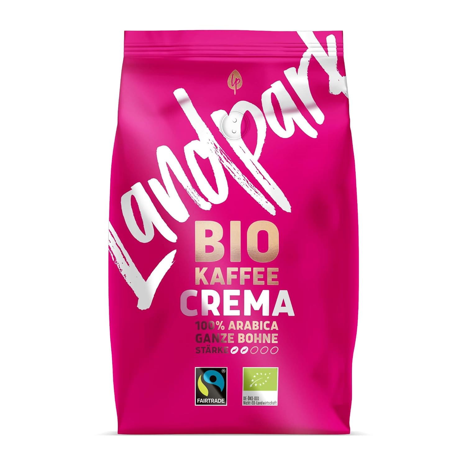 Landpark Organic Coffee Crema 500 g (Pack of 1) - 100% Arabica Coffee Beans - Medium Roast - Low Acid Bean Coffee - Fair Trade