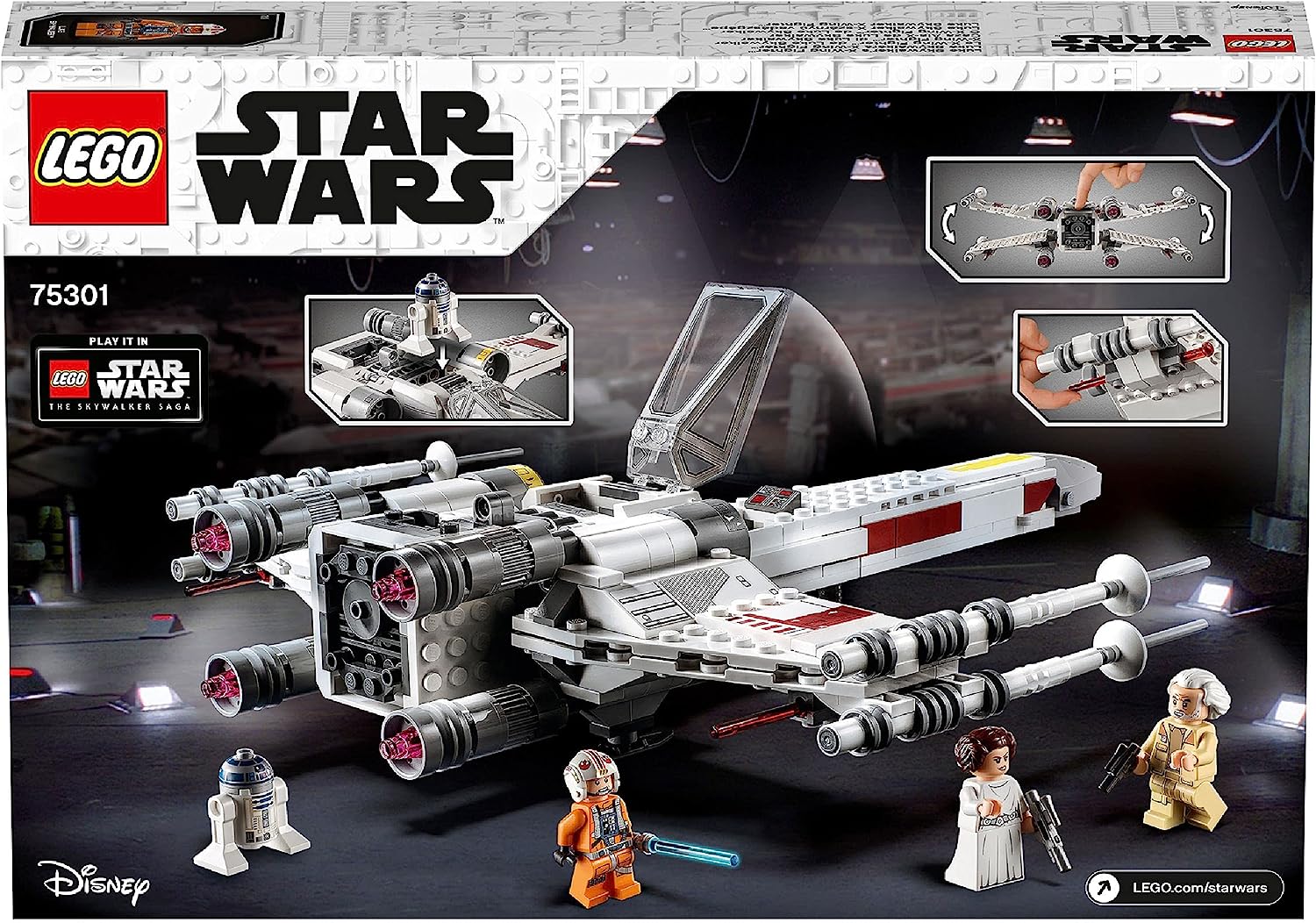Lego 75301 Star Wars Luke Skywalker\'s X-Wing Fighter Toy with Princess Leia and Droid R2-D2 as Figure.