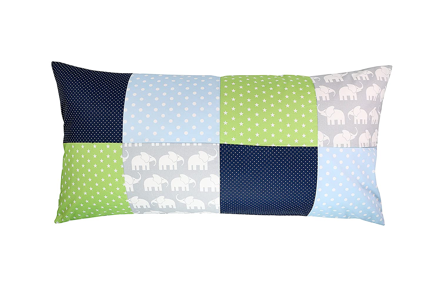 Ullenboom ® Patchwork Cushion Cover 40 X 80 Cm Elephant Blue Green (Made In