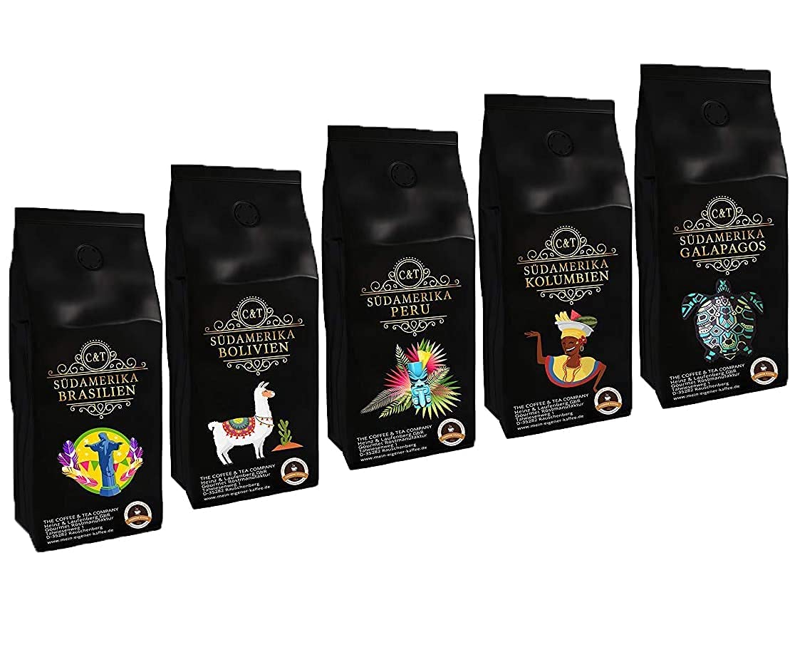 Country Coffee Set \"South America\", Coffee Beans Freshly Roasted 5 x 500 g Whole Bean