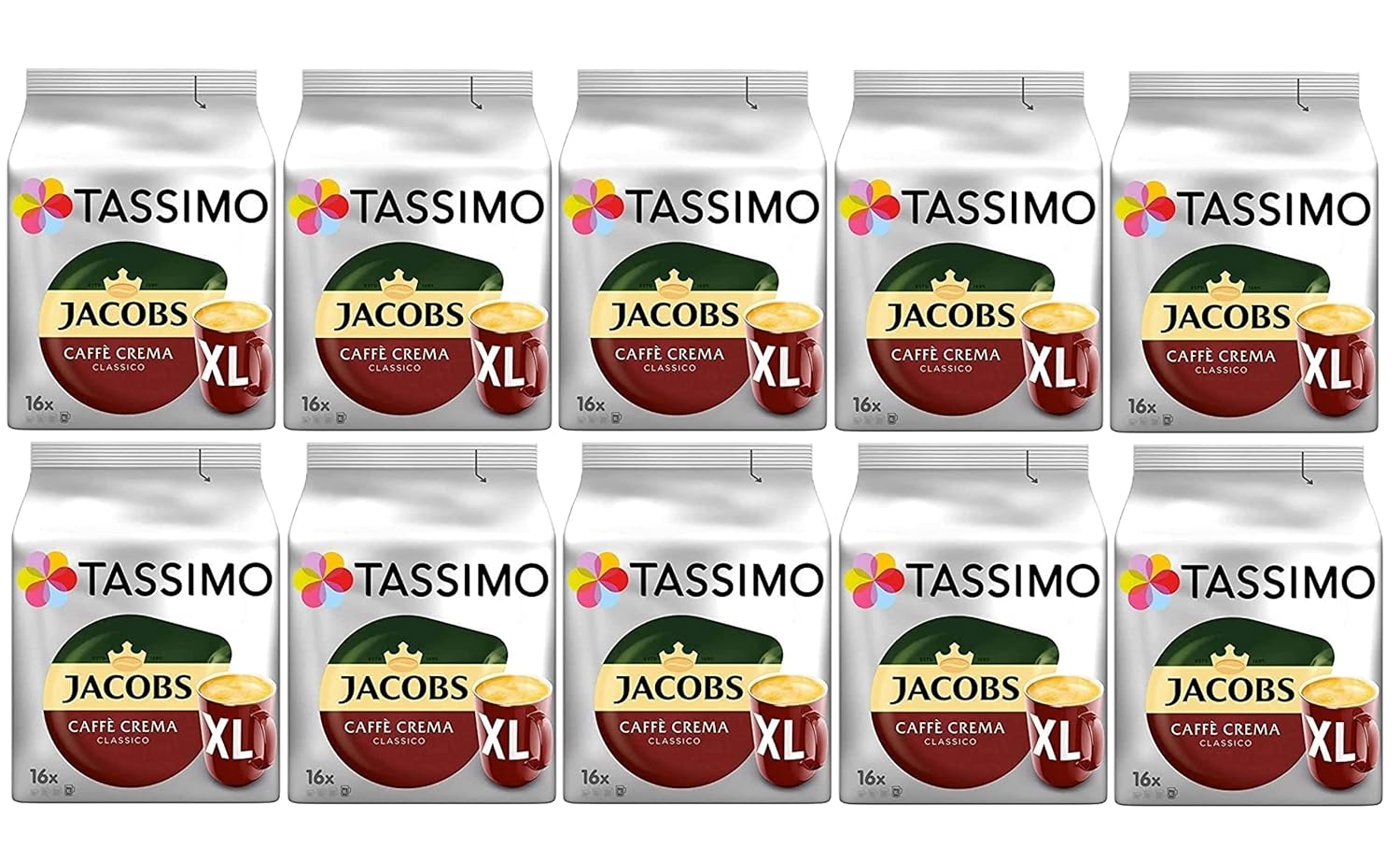 Tassimo Jacobs Caffe Crema Classico X-Large (Pack of 10)