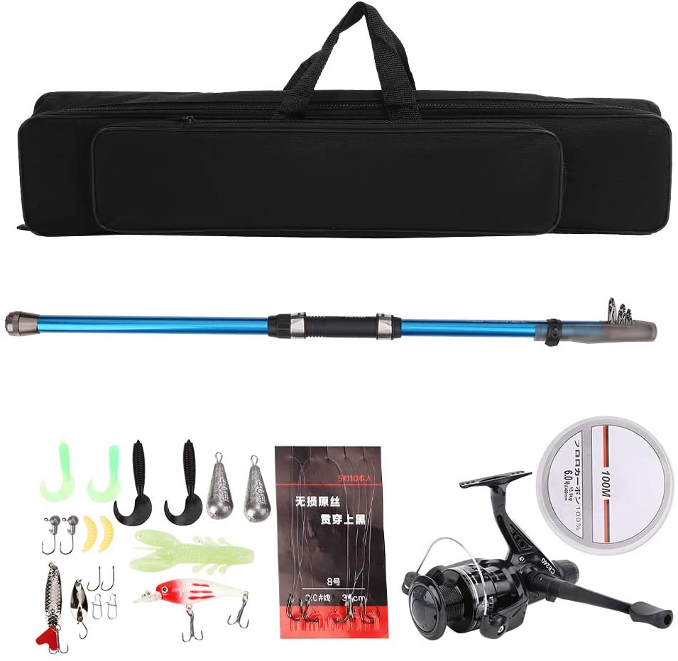 Fishing Rod Set, Portable Telescopic Fishing Spinning Reel Set, Fishing Lur