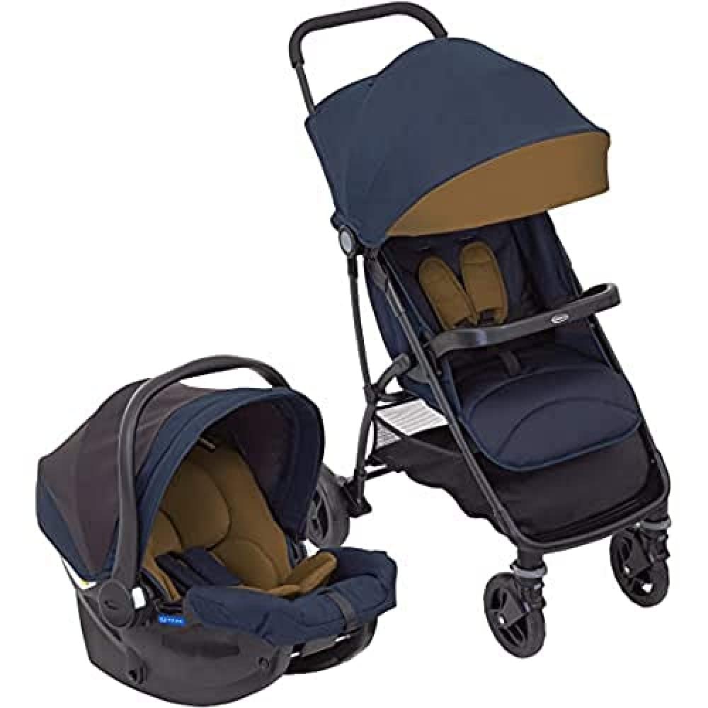 Graco Breaze Lite i-Size Travel System (Pushchair and Car Seat, Birth to 3 Years, 0-15 kg) with Rain Cover, Eclipse