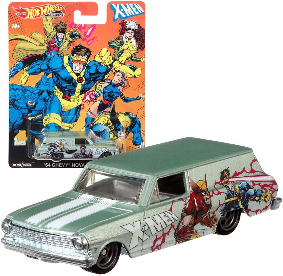 Hot Wheels Pop Culture X-Men Premium Car Set | Cars Mattel DLB45, Vehicle: \'64 Chevy® Nova Delivery