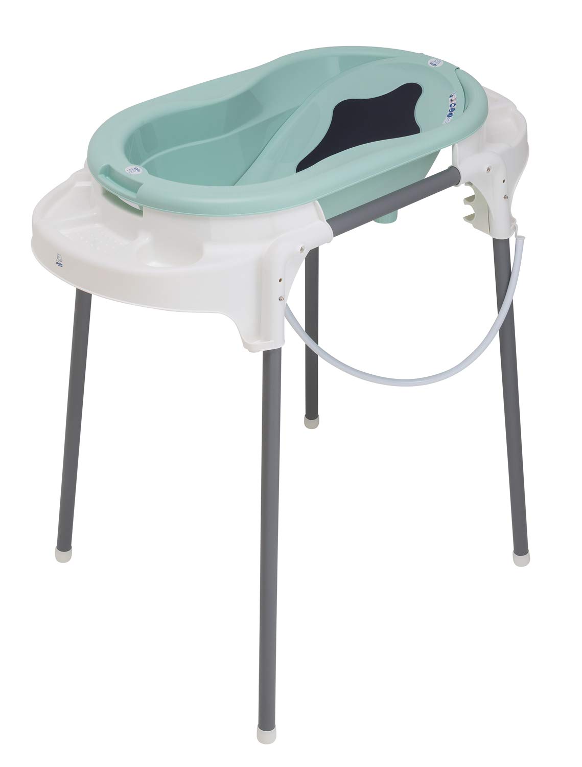 Rotho Babydesign TOP 21042 0266 01 Bath Station with Baby Bath, Bath Stand, Bath Insert and Drain Hose 0-12 Months Green