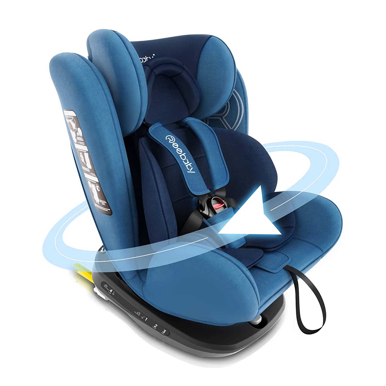 Reebaby Baby Car Seat 360° Rotatable Group 0+1/2/3 (0-36 kg/0-12 Years) with Side Protectors Isofix Top Tether ECE R44/04