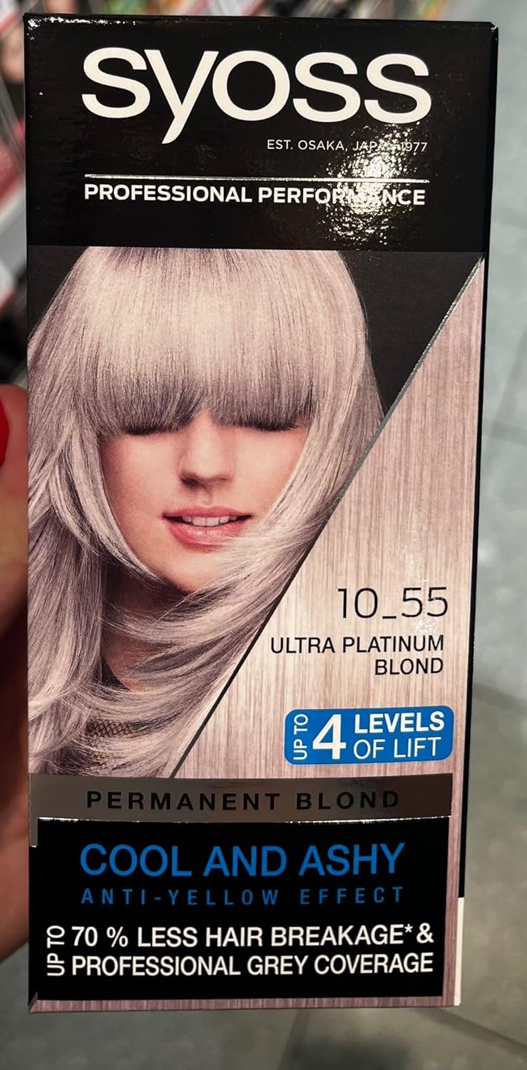Syoss Blond Cool Blonds Hair Color, 10-55 Platinum Blonde Level 3, Pack of 3 (3 x 115 ml)
