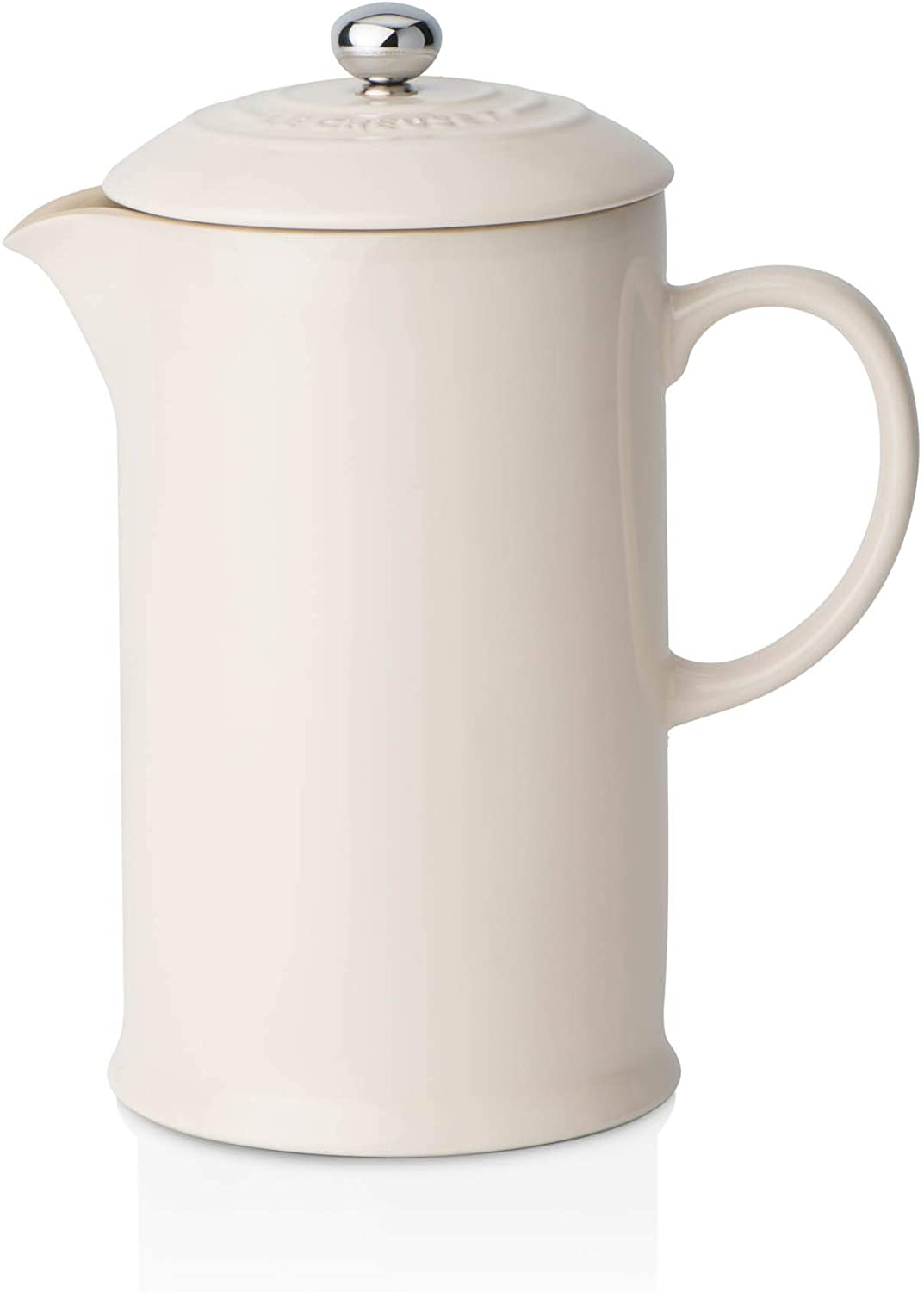 Le Creuset French Press Coffee Maker with Stainless Steel Press Insert 800 ml Stoneware, cream, 800 ml