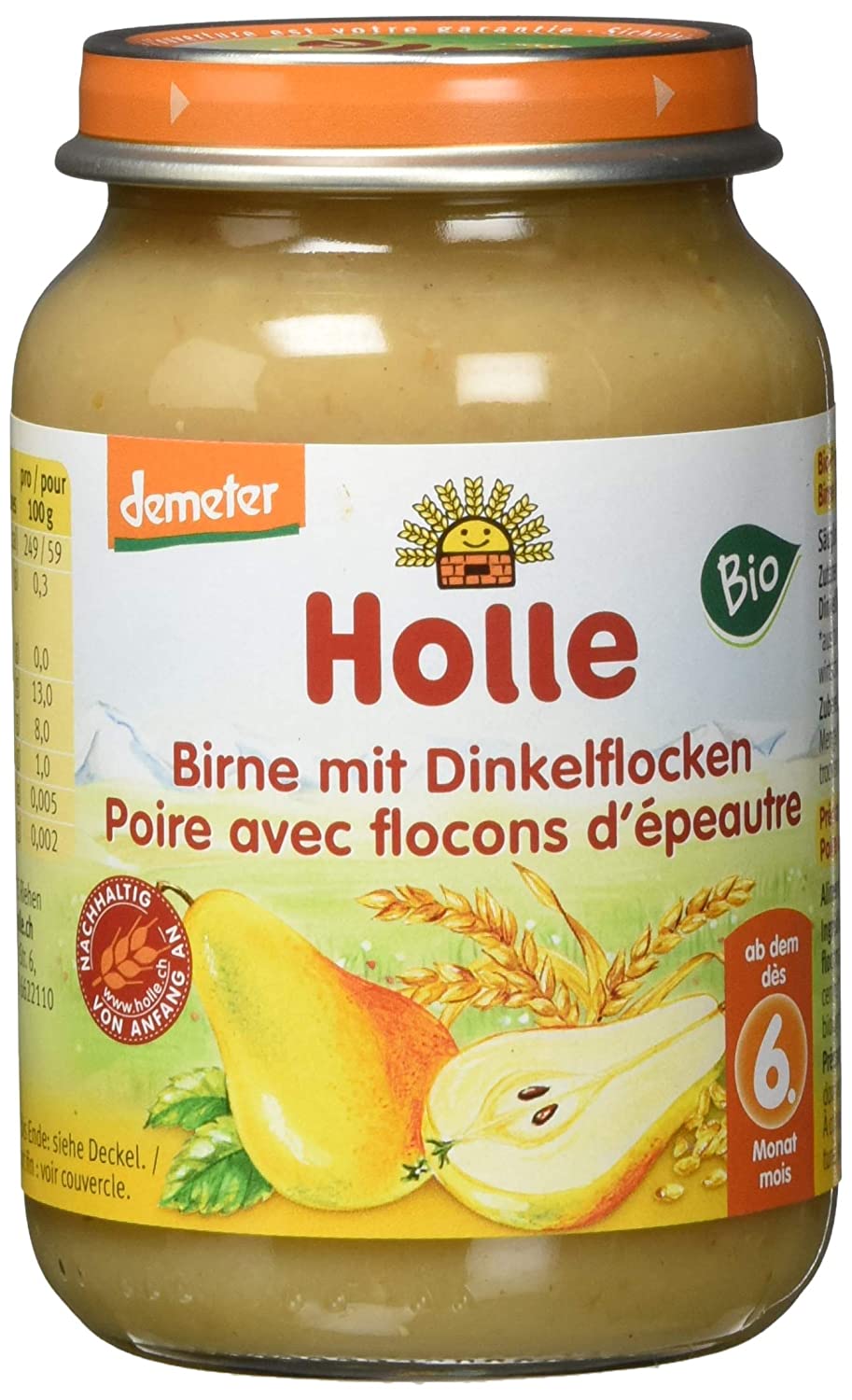 Holle Birne mit Dinkelflocken, 6er Pack (6 x 190 g) - Bio