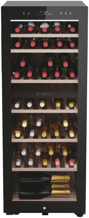 Haier HWS77GDAU1 Wine Fridge / 77 Bottles / 2 Temperature Zones / Unique Natural Airflow System / UV Protection - Black