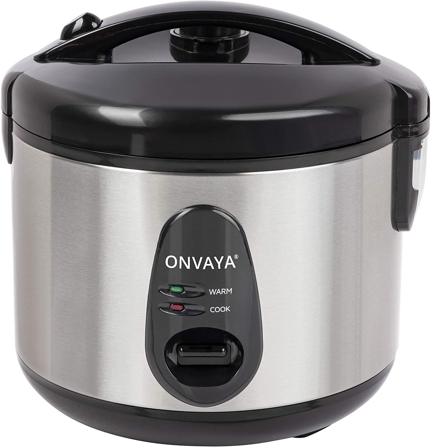 ONVAYA® Rice Cooker 1.2 Litre Stainless Steel | Includes Steamer Insert | Double Lid Warming Function | Non-Stick Coating | For Up To 6 People