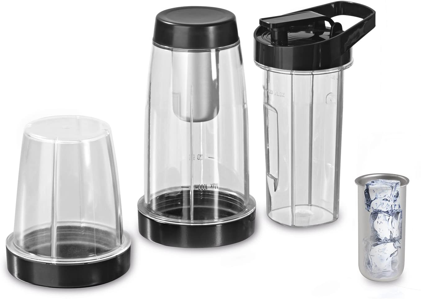 Gourmet Maxx 00620 Mug Set, Set of 7 with 600ml To-Go Cups for Nutrition Blender with Heating Function and 2.1 L, Clear