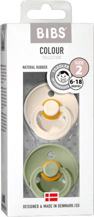 BIBS Pacifier Colour Latex cream/green, Gr. 2, 6-18 Months, 2 Pcs