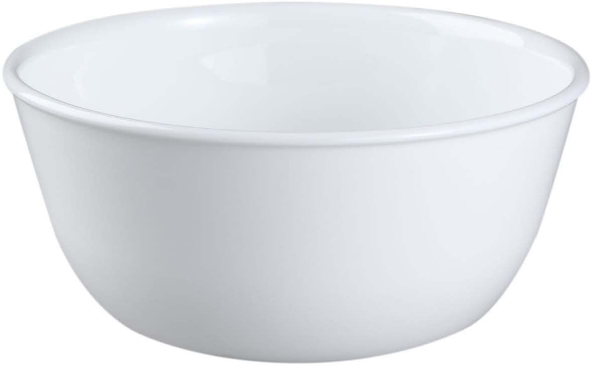 Corelle 12 oz Vitrelle Glass Winter Frost White Rice Bowls, Pack of 4